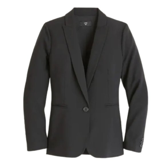NWT JCrew Parke Blazer Jacket Womens 0 Black Italian Stretch Wool J5383 Coat NEW